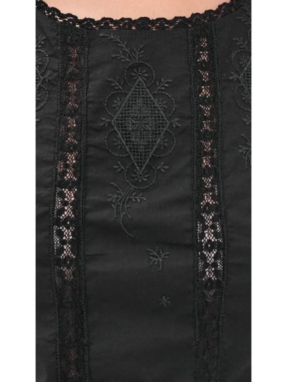 Embroidered Lace-Insert Women's Top - Stylish & Trendy Summer Blouse